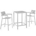 Modway Maine Outdoor Patio Dining Set, White and Light Gray - 3 Piece EEI-1754-WHI-LGR-SET